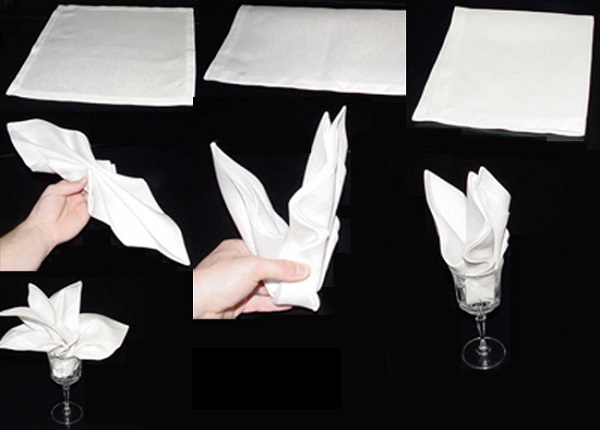 Chi tiết cách xếp khăn giấy ăn đơn giản thành hình hoa ly